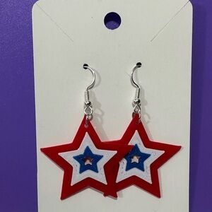 Red White Blue Star Earrings